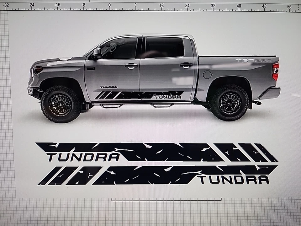 Truck Tattered Rocker Panel  Decals Vinyl Toyota Tundra.  DC or CM  — 第 1/1 张图片
