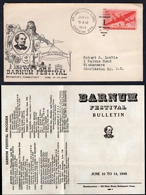 USA Bridgeport CT 1949 Barnum Festival Advertising Cover & Bulletin. Circus - Image 1 of 4