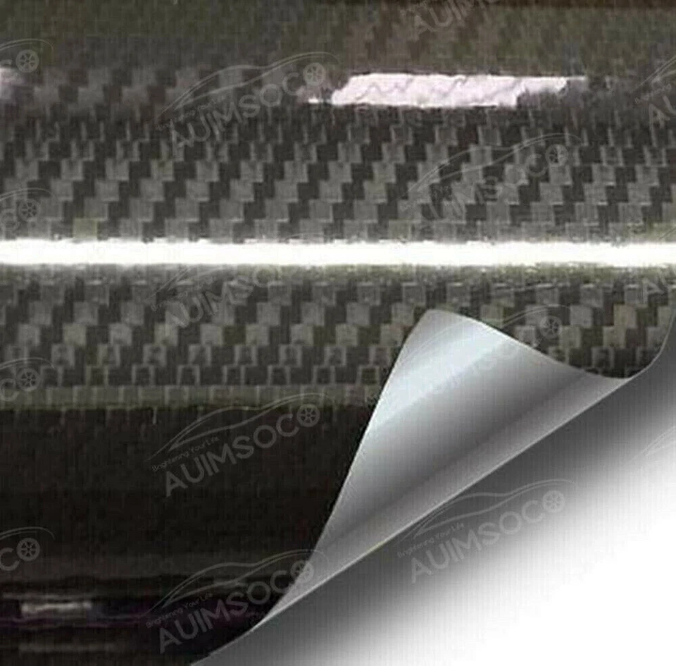Car Stickers 7D High Gloss Black Carbon Fiber Vinyl Wrap Film DIY 1ft x 5ft - Image 1 of 4