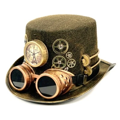 STYLEX PARTY Cappello Steampunk con Occhiali in Bronzo Abito Fantasioso Costume Halloween Punk