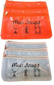 Mahjong Bag 3 Zipper 2 Purses Red and Blue For Mah Jong Card Money Free Shipping - Picture 1 of 12