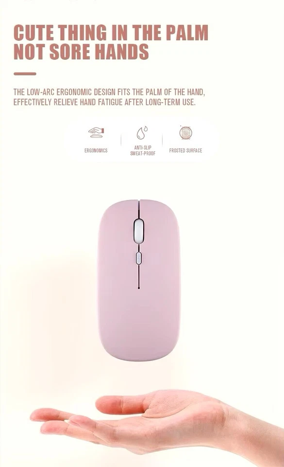 Macaron Rechargeable Wireless Bluetooth Mouse 2.4G Usb Mice For Tablet Laptop PC - Image 1 of 4