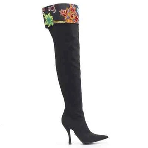 New Versace Black Over The Knee Boots Size 40 - 10 - Picture 1 of 16