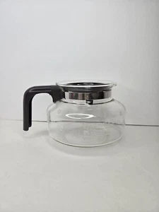 Mr Coffee Glass Replacement Carafe 8 Cup Brown w/ Flowers EUC Silver Band D-106 - Picture 1 of 24