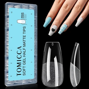 Soft Gel Nail Tips 504PCS Medium Coffin Clear Half Matte Full Cover Nail Tips - Picture 1 of 12
