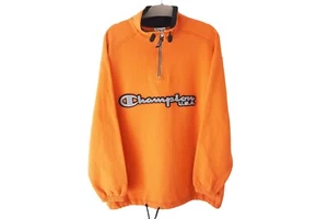 Vintage CHAMPION 1/4 Zip Sweatshirt orange big logo jumper crewneck Size XL 00s - Picture 1 of 7