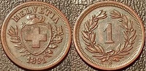 Suisse - Confédération Helvétique - 1 rappen 1891 B, Berne TTB+ ! KM#3.1 - Imagen 1 de 1
