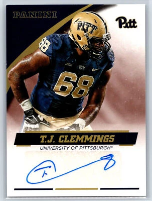 2016 Panini Collegiate Pitt TJ Clemmings Auto Autograph #TJC-PIT - Image 1 of 2