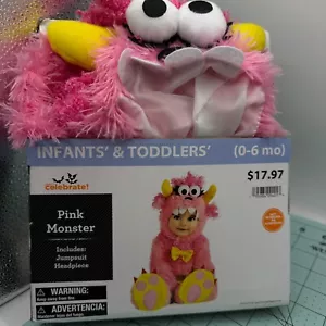 Infant Girls Pink Fluffy Monster Baby Halloween Costume Size 0-6 Months NEW - Picture 1 of 7