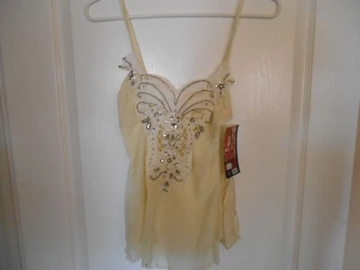 2 piece Sexy Babydoll with G-String Jeweled Embroidered New with tag Cream S/M - Image 1 of 4