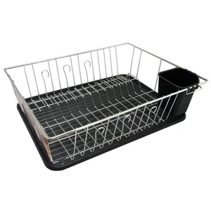 Better Chef 16 Inch Chrome Dish Rack with Black Draining Tray - Picture 1 of 6