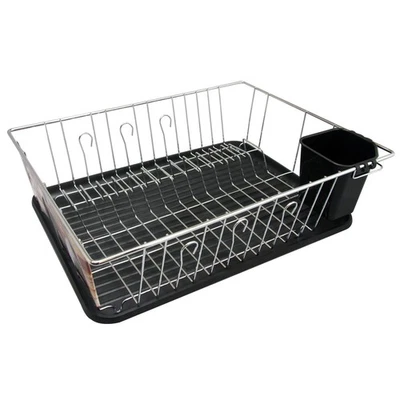 Better Chef 16 Inch Chrome Dish Rack with Black Draining Tray - Image 1 of 4