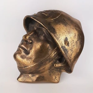 Bronze Wall Fusion Depicting The Face Of BENITO MUSSOLINI - Picture 1 of 5
