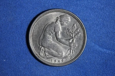 1949 F Germany Bank of German States 50 Pfennig Copper-Nickel Coin #M24303 - Image 1 of 2