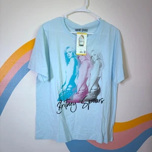 Britney Spears T Shirt Womens Medium Light Blue Graphic Print Licensed NWT - Picture 1 of 4