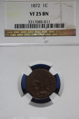 1872 NGC VF25 BN INIDIAN HEAD CENT #50577 - Image 1 of 2