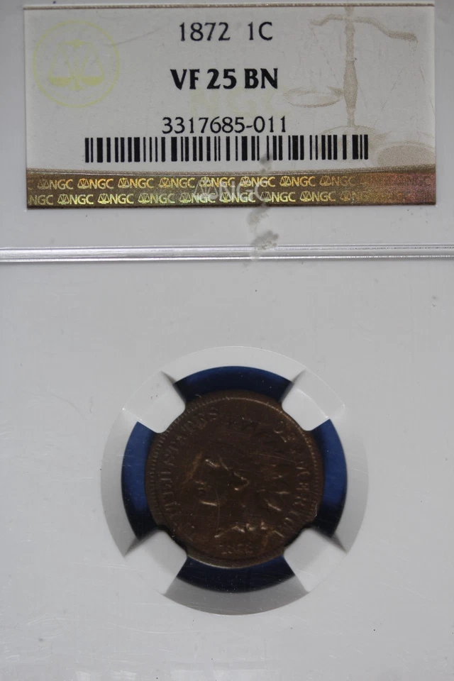 1872 NGC VF25 BN INIDIAN HEAD CENT #50577 - Image 1 of 2