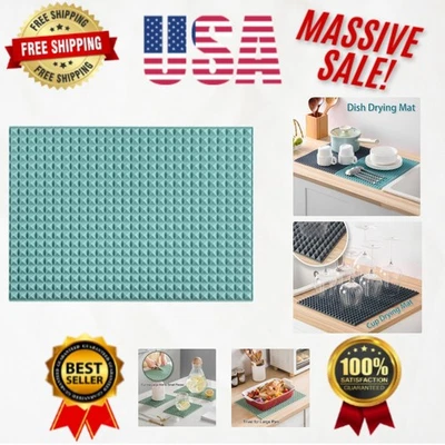 Dishwasher Safe Extra Large Silicone Drying Mat - 16" x 11.5" for Safe Storage - Image 1 of 4