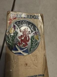 Scotland Automobile Thistle Enamelled Grille Badge Made in Great Britain Vintage - Picture 1 of 3