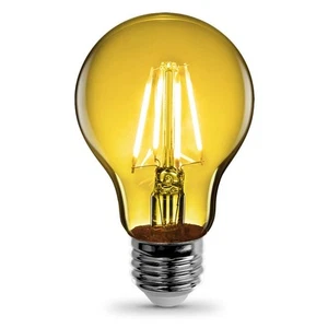 A19 Yellow LED Filament Light Bulb, 4.5W (40W Equivalent), Dimmable, Clear Gl... - Picture 1 of 5
