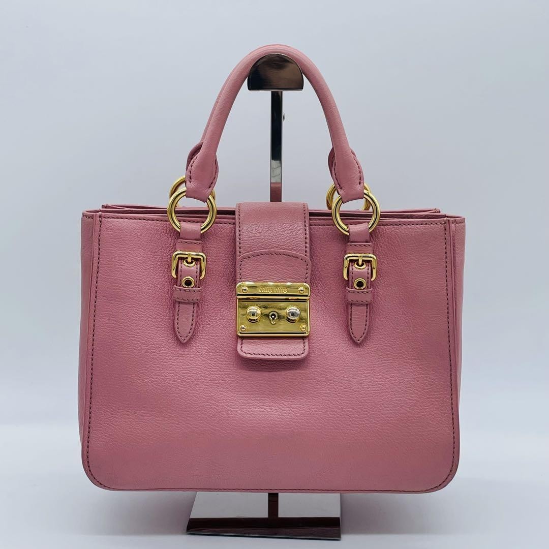 バッグ 00s MIU MIU HAND BAG MINI PINK GOLD Replica Miu Miu Wander Matelasse Nappa Leather Mini Hobo Bag