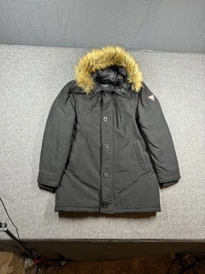 Guess Mens Snorkel Jacket L Black Parka Removable Fur Ruff Insulated Hood - Image 1 of 4