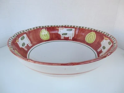  Solimene Vietri Campagna Cow (Mucca) Round Serving Bowl 12,5" Hand made ITALY - Image 1 of 4