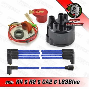 MGB Electronic Ignition Kit 45D type Distributor Cap Blue HT Leads Red Rotor Arm - Picture 1 of 11