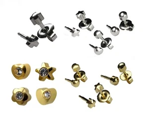 Stainless Steel Stud Earrings Hypoallergenic Sterile Ear Piercings Studs 2&4mm - Picture 1 of 55