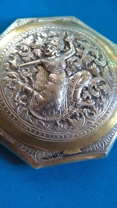 Vintage Poudrier Argent Danseur Thaï / Powder Case - Imagen 1 de 4
