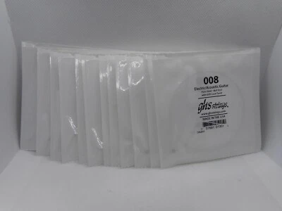 Paquete de 12 cuerdas de guitarra lisas GHS 8ga .008" para guitarra acústica o eléctrica Foto 1 de 4