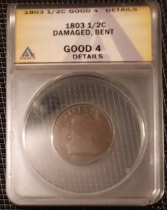 1803 Draped Bust 1/2 CENT ANACS Graded G 4 Details - Picture 1 of 5