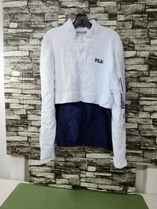 Fila Men's White Blue Gus Half-Zip Pocket Track Windbreaker Jacket Size M - Picture 1 of 7