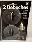 Glass Bobeche set of 2 for taper candles / drip collar wax catcher NEW