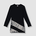 $47 Splendid Littles Big Girls Black Shibori Modal Long Sleeve Dress Size 14