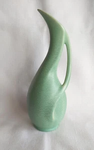 50's 50er-Jahre Keramikvase grün mit Henkel Henkelvase - Bild 1 von 3