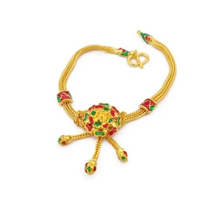 22K 23K 24K Thai Style Enamel Baht Yellow Gold GP Bracelet Bangle Jewelry Women - Picture 1 of 3