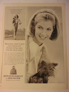 1964 HIFI FLÜSSIGES MAKE-UP MAX FACTOR Pretty Lady Cute Dog Vintage Kunstdruck Anzeige - Bild 1 von 1
