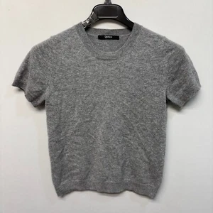 Quince Women Short Sleeve 100% Cashmere Sweater Top Size Medium Gray D004 -14 - Picture 1 of 15
