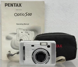 Pentax Optio S50 Silver 5.0 MP 3X Optical Zoom Compact Digital Camera PARTS READ - Picture 1 of 12