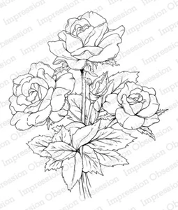 Rose Bouquet - K16341 Impression Obsession Cling Rubber Stamp - Picture 1 of 1