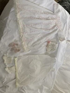 Antique Christening Gown Dress & Slip, French Sewing Val Lace Embroid, Hand Made - Picture 1 of 22