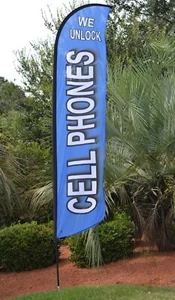 WE UNLOCK CELL PHONES Flutter Feather Business Flag ONLY! - Picture 1 of 3