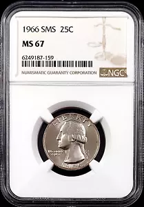 1966 SMS Washington Quarter certified MS 67 by NGC! sku 87159 - Picture 1 of 4