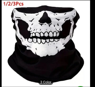Ghost Mask Skull Balaclava Skeleton Costume Bike Skateboard Motorcycle Halloween - Image 1 of 4