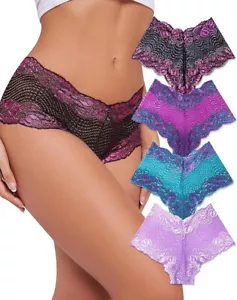 Jaywan Sexy Underwear Lace Shorts Panties High Waist Cheeky Size XL 4 Pack - Picture 1 of 6