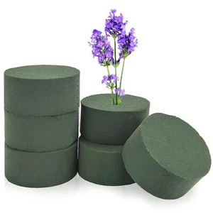 6 Pcs Round Floral Foam Blocks 3.2" x 1.6" Plant Foam Green Dry & Wet Flower ... - Picture 1 of 7