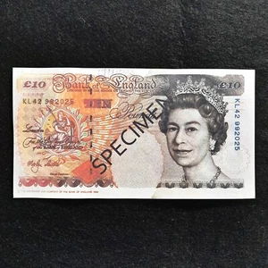 10 Pounds 1993 Specimen England United Kingdom Reproduction Banknote P-386b - Picture 1 of 4