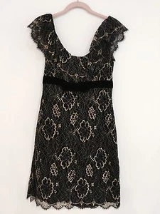 NWT RARE VINTAGE BETSEY JOHNSON EVENING BLACK/GOLD GILDED LACE DRESS-8 - Picture 1 of 8