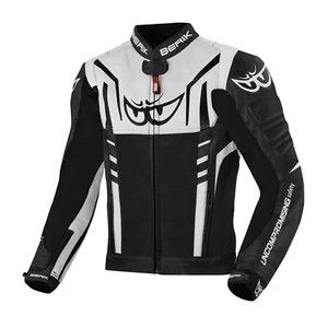 Mellow striper Motorbike Racing Leather Jacket - Picture 1 of 5